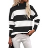 Zeagoo Women’s Turtleneck Sweater 2026 Fall Winter Chunky Knitted Pullover(Black Stripe)