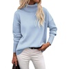 Zeagoo Women’s Turtleneck Sweater 2026 Fall Winter Chunky Knitted Pullover(Blue)