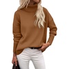 Zeagoo Women’s Turtleneck Sweater 2026 Fall Winter Chunky Knitted Pullover(Brown)