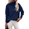 Zeagoo Women’s Turtleneck Sweater 2026 Fall Winter Chunky Knitted Pullover(Navy Blue)