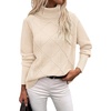 Zeagoo Women’s Turtleneck Sweater Fall Winter 2026 Long Sleeve Chunky Knitted Trendy Pullover Tops(Beige)