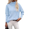 Zeagoo Women’s Turtleneck Sweater Fall Winter 2026 Long Sleeve Chunky Knitted Trendy Pullover Tops(Light Blue)