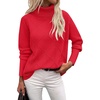 Zeagoo Women’s Turtleneck Sweater Fall Winter 2026 Long Sleeve Chunky Knitted Trendy Pullover Tops(Red)
