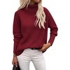 Zeagoo Women’s Turtleneck Sweater Fall Winter 2026 Long Sleeve Chunky Knitted Trendy Pullover Tops(Wine Red)