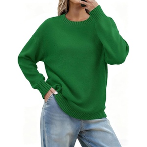 Zeagoo Fall Sweaters for Women 2026 Long Sleeve Crewneck Ribbed Knit Pullover Sweater Loose Fit Basic Jumper Tops(A Green)