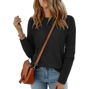Zeagoo Sweaters for Women Fall Outfits Trendy 2026 Long Sleeve Shirts Bussiness Casual Knit Pullover Sweater Tops(B-solid Black Long Sleeve)
