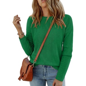 Zeagoo Sweaters for Women Fall Outfits Trendy 2026 Long Sleeve Shirts Bussiness Casual Knit Pullover Sweater Tops(B-solid Green Long Sleeve)