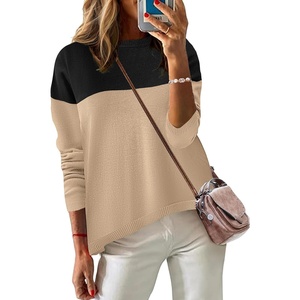 Zeagoo Sweaters for Women Fall Outfits Trendy 2026 Long Sleeve Shirts Bussiness Casual Knit Pullover Sweater Tops(Color Block 4 Black)