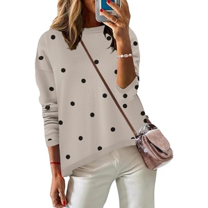 Zeagoo Sweaters for Women Fall Outfits Trendy 2026 Long Sleeve Shirts Bussiness Casual Knit Pullover Sweater Tops(Dot Black)
