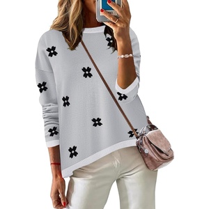 Zeagoo Sweaters for Women Fall Outfits Trendy 2026 Long Sleeve Shirts Bussiness Casual Knit Pullover Sweater Tops(Floral Black)