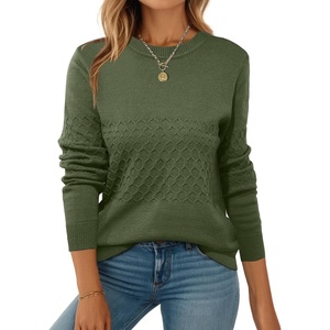 Zeagoo Womens Fall Sweaters Long Sleeve Crew Neck Ribbed Knit Pullover Tops(A Army Green)