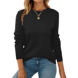 Zeagoo Womens Fall Sweaters Long Sleeve Crew Neck Ribbed Knit Pullover Tops(A Black)