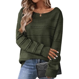 Zeagoo Womens Sweaters Cute Long Sleeve Off The Shoulder Pullover Tops Hollow Out Crochet Dressy Casual Outfits(A-army Green)