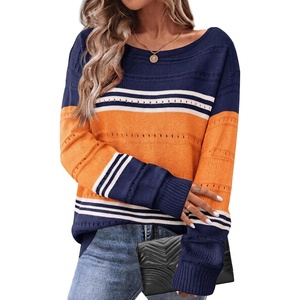 Zeagoo Womens Sweaters Cute Long Sleeve Off The Shoulder Pullover Tops Hollow Out Crochet Dressy Casual Outfits(Orange-tz126)