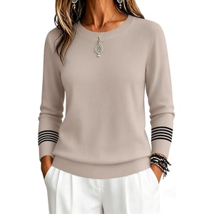Zeagoo Womens Sweaters Long Sleeve Tops Classic Fall Clothes Crewneck Tops(Apricot-tz255)