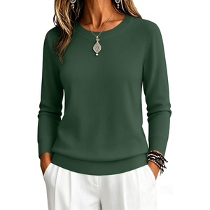 Zeagoo Womens Sweaters Long Sleeve Tops Classic Fall Clothes Crewneck Tops(Army Green)