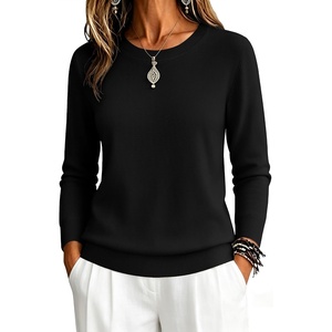 Zeagoo Womens Sweaters Long Sleeve Tops Classic Fall Clothes Crewneck Tops(Black)