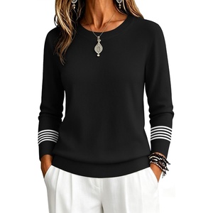 Zeagoo Womens Sweaters Long Sleeve Tops Classic Fall Clothes Crewneck Tops(Black-tz256)