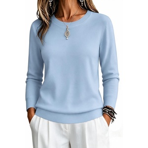 Zeagoo Womens Sweaters Long Sleeve Tops Classic Fall Clothes Crewneck Tops(Blue)