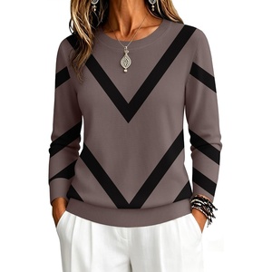 Zeagoo Womens Sweaters Long Sleeve Tops Classic Fall Clothes Crewneck Tops(Geometric Pattern-jh583)