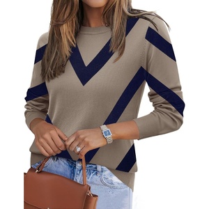 Zeagoo Womens Sweaters Long Sleeve Tops Classic Fall Clothes Crewneck Tops(Geometric Pattern-jh584)