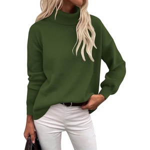 Zeagoo Women’s Turtleneck Sweater 2025 Fall Winter Chunky Knit Sweaters Casual Side Slit Pullover Jumper Top(Army Green)