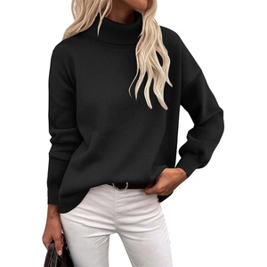 Zeagoo Women’s Turtleneck Sweater 2025 Fall Winter Chunky Knit Sweaters Casual Side Slit Pullover Jumper Top(Black)