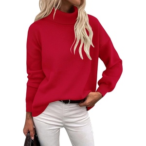 Zeagoo Women’s Turtleneck Sweater 2025 Fall Winter Chunky Knit Sweaters Casual Side Slit Pullover Jumper Top(Red)