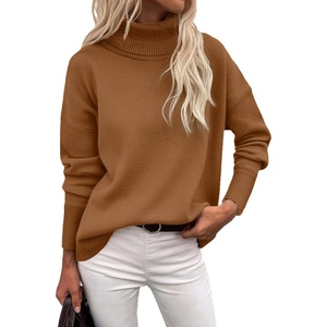 Zeagoo Women’s Turtleneck Sweater 2026 Fall Winter Chunky Knitted Pullover(Brown)
