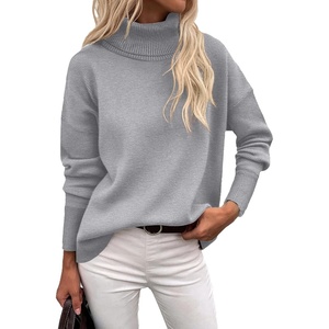 Zeagoo Women’s Turtleneck Sweater 2026 Fall Winter Chunky Knitted Pullover(Grey)