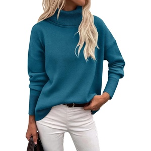 Zeagoo Women’s Turtleneck Sweater 2026 Fall Winter Chunky Knitted Pullover(Lake Blue)