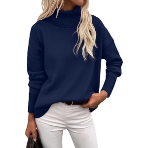 Zeagoo Women’s Turtleneck Sweater 2026 Fall Winter Chunky Knitted Pullover(Navy Blue)