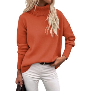 Zeagoo Women’s Turtleneck Sweater 2026 Fall Winter Chunky Knitted Pullover(Orange)