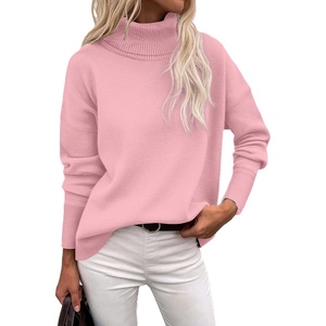 Zeagoo Women’s Turtleneck Sweater 2026 Fall Winter Chunky Knitted Pullover(Pink)