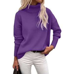 Zeagoo Women’s Turtleneck Sweater 2026 Fall Winter Chunky Knitted Pullover(Purple)