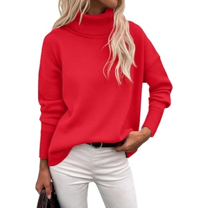 Zeagoo Women’s Turtleneck Sweater 2026 Fall Winter Chunky Knitted Pullover(Red)