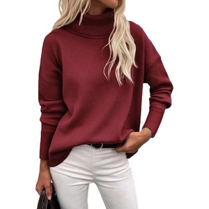 Zeagoo Women’s Turtleneck Sweater 2026 Fall Winter Chunky Knitted Pullover(Wine Red)