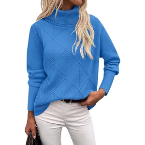 Zeagoo Women’s Turtleneck Sweater Fall Winter 2026 Long Sleeve Chunky Knitted Trendy Pullover Tops(Blue)