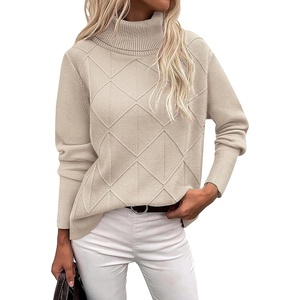 Zeagoo Women’s Turtleneck Sweater Fall Winter 2026 Long Sleeve Chunky Knitted Trendy Pullover Tops(Dark Apricot)