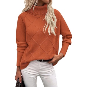 Zeagoo Women’s Turtleneck Sweater Fall Winter 2026 Long Sleeve Chunky Knitted Trendy Pullover Tops(Rust Red)
