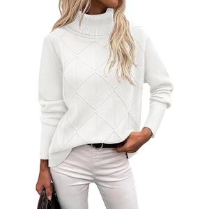Zeagoo Women’s Turtleneck Sweater Fall Winter 2026 Long Sleeve Chunky Knitted Trendy Pullover Tops(White)