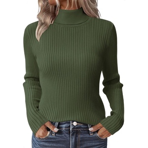 Zeagoo Women’s Turtleneck Sweaters 2026 Fall Fitted Long Sleeve Basic Tops(Army Green)