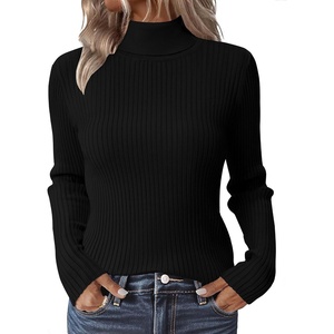 Zeagoo Women’s Turtleneck Sweaters 2026 Fall Fitted Long Sleeve Basic Tops(Black)