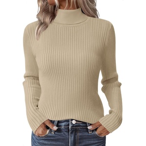 Zeagoo Women’s Turtleneck Sweaters 2026 Fall Fitted Long Sleeve Basic Tops(Khaki)