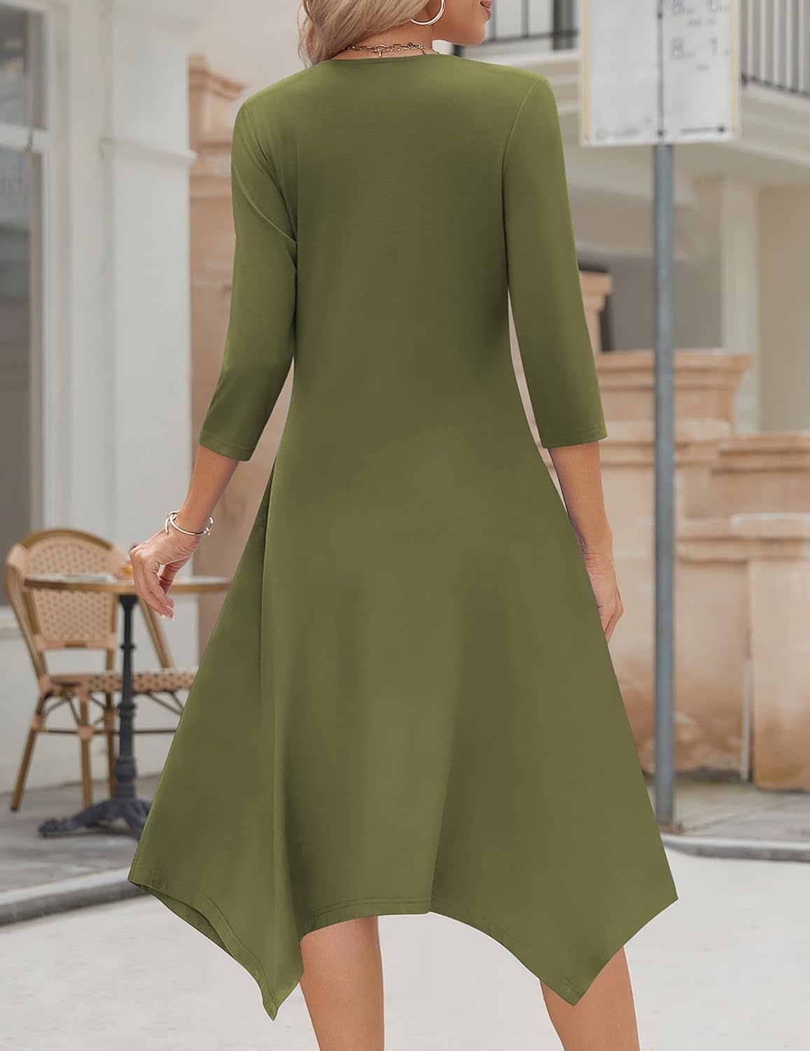 image:imageZeagoo Midi Dresses Women 2026 Dress 34 Sleeve Casual Dresses with Pockets A Line Summer Beach SundressArmy Green