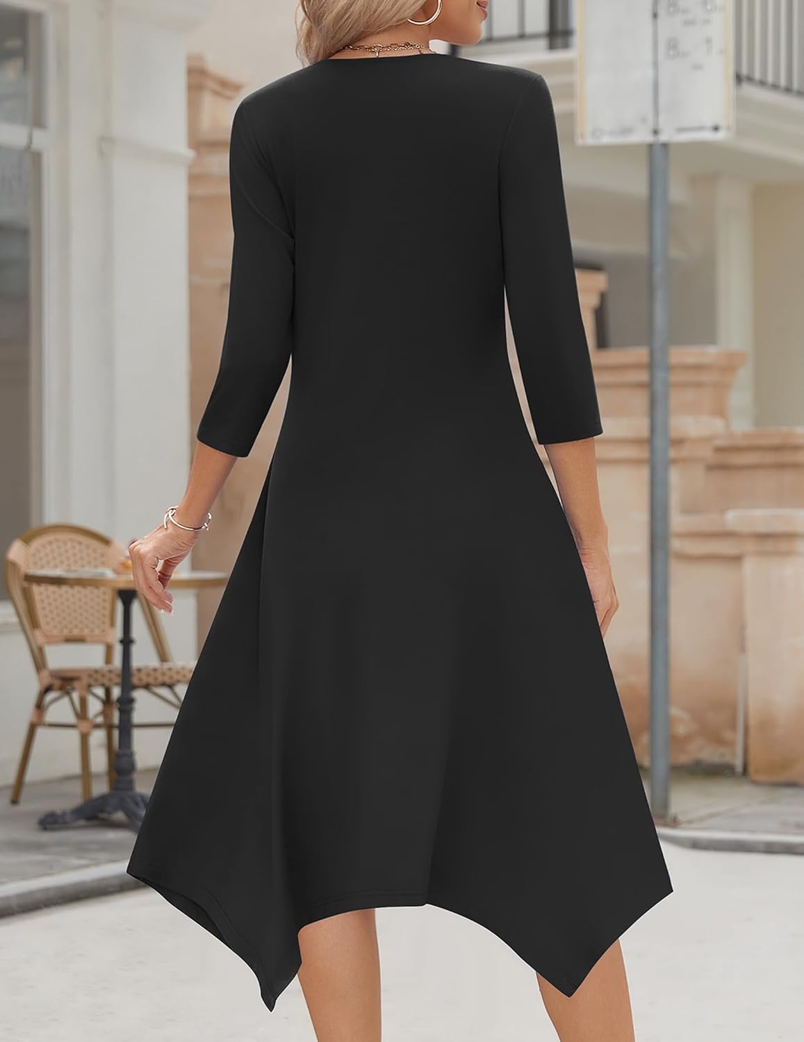 image:imageZeagoo Midi Dresses Women 2026 Dress 34 Sleeve Casual Dresses with Pockets A Line Summer Beach SundressBlack