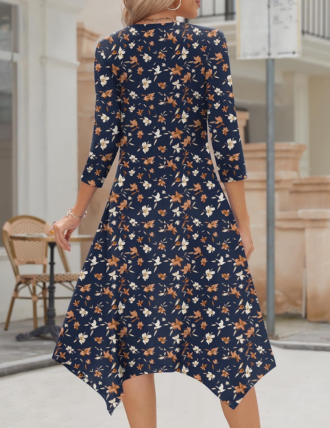 image:imageZeagoo Midi Dresses Women 2026 Dress 34 Sleeve Casual Dresses with Pockets A Line Summer Beach SundressBlue Floral