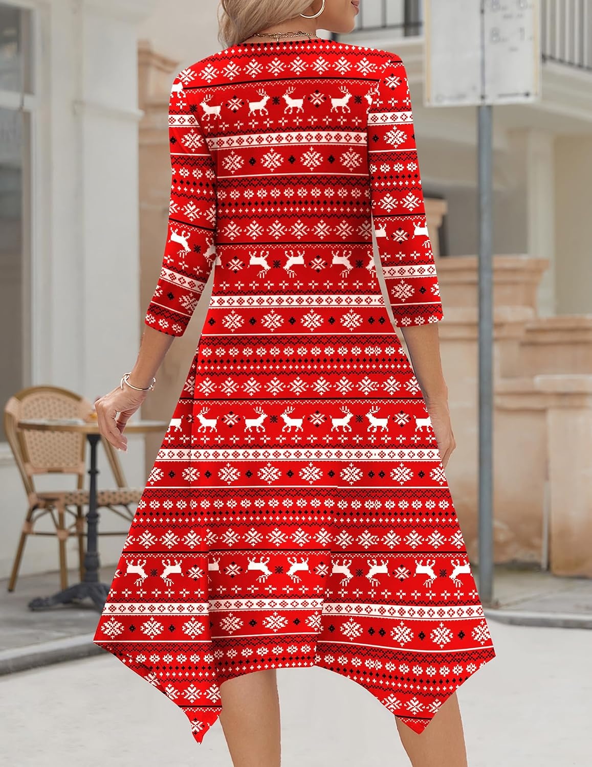image:imageZeagoo Midi Dresses Women 2026 Dress 34 Sleeve Casual Dresses with Pockets A Line Summer Beach SundressChristmas Elk