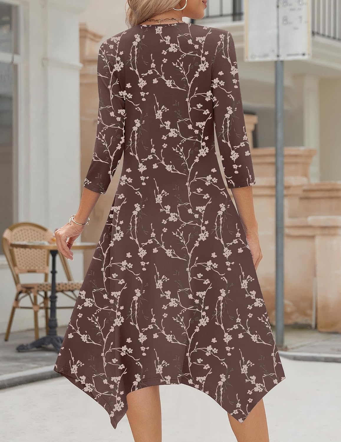image:imageZeagoo Midi Dresses Women 2026 Dress 34 Sleeve Casual Dresses with Pockets A Line Summer Beach SundressCoffee