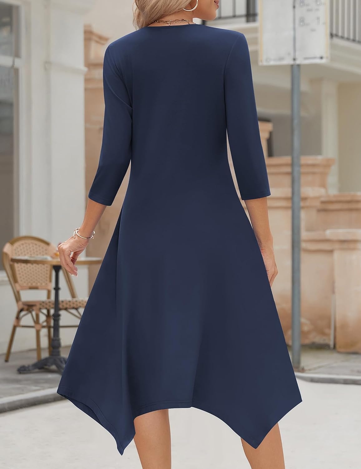 image:imageZeagoo Midi Dresses Women 2026 Dress 34 Sleeve Casual Dresses with Pockets A Line Summer Beach SundressDark Blue